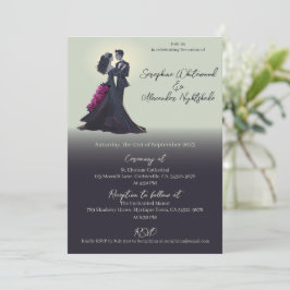 Invitación Boda Mínima de Amantes Góticos Románticos