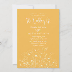 Invitación Boda Mínima de Foto de Flor Silvestre Amarillo Mos