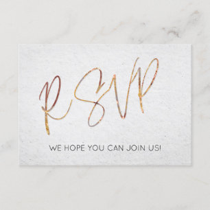 Invitación Boda mínima en color blanco y negro tipo oro RSVP