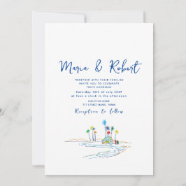 Invitación Boda Mínima en la Playa Tropical