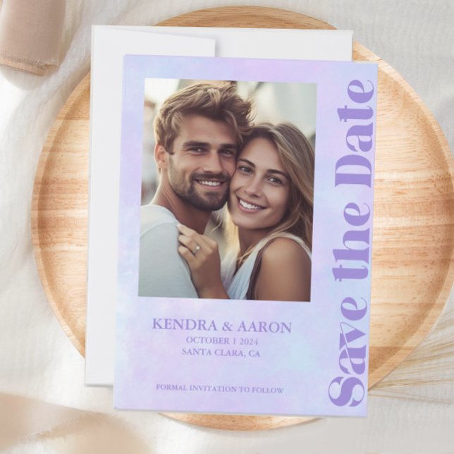 Invitación Boda Mínima Moderna De Lavanda Ahorra La Fecha (Subido por el creador)