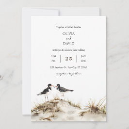 Invitación Boda Minimal Beach Sand Dunes Oystercatchers