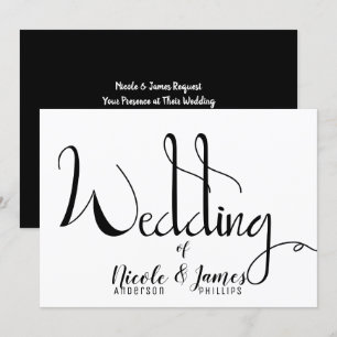 Invitación Boda Minimal Chic Moderna Blanco y Negro
