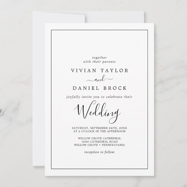 Invitación Boda minimalista (Anverso)