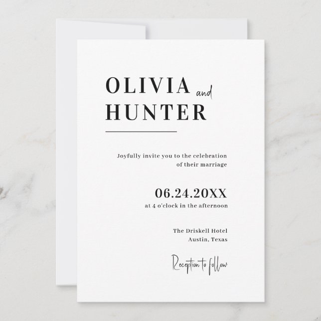 Invitación Boda minimalista (Anverso)
