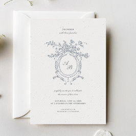 Invitación Boda Minimalista Adorno de Cresta Elegante Barroco