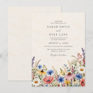 Invitación Boda Minimalista al Aire Libre con Flores Silvestr