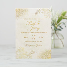 Invitación Boda Minimalista amarillo grisáceo claro y Naranja