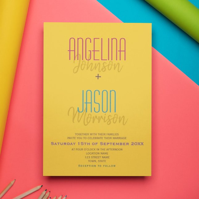 Invitación Boda minimalista amarillo moderno (Subido por el creador)