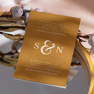 Invitación Boda Minimalista amarillo mostaza - Tipografía