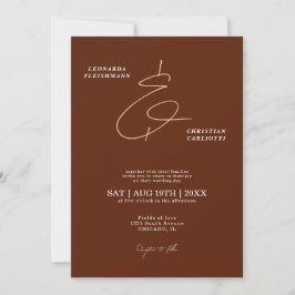 Invitación Boda Minimalista Ampersand Terracota Oxidada