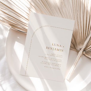 Invitación Boda Minimalista arqueado por marfil y ámbar bohem
