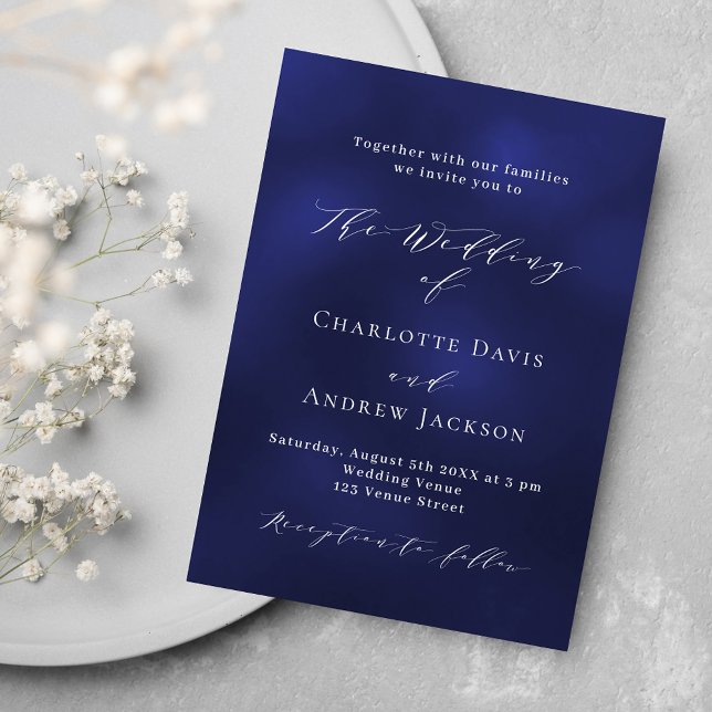 Invitación Boda minimalista azul marino (Subido por el creador)