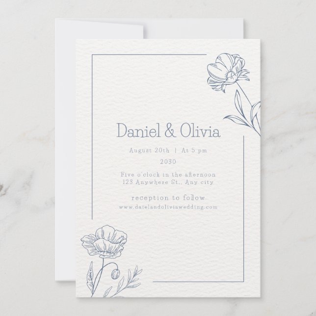 Invitación Boda Minimalista beige (Anverso)
