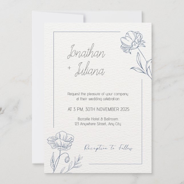 Invitación Boda Minimalista beige (Anverso)