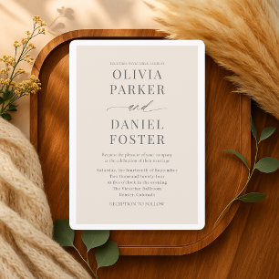 Invitación Boda minimalista beige neutral elegante