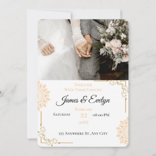 Invitación Boda minimalista blanca marrón