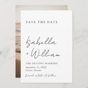 Invitación Boda Minimalista blanca y negra salva la fecha