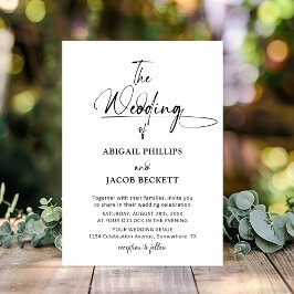 Invitación Boda Minimalista blanco negro elegante