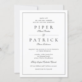 Invitación Boda Minimalista blanco negro elegante