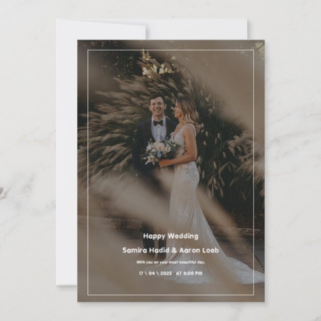 Invitación Boda Minimalista blanco y negro (Anverso)