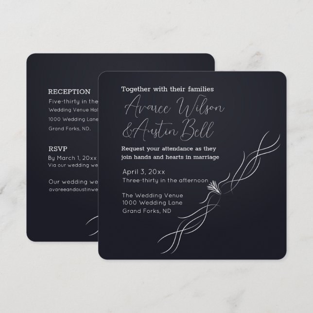Invitación Boda Minimalista blanco y negro (Anverso / Reverso)