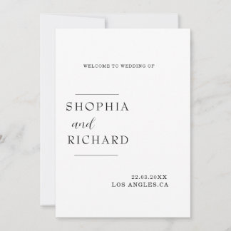 Invitación Boda Minimalista blanco y negro de moda