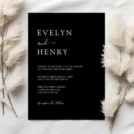 Invitación Boda Minimalista blanco y negro de moda
