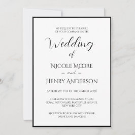 Invitación Boda Minimalista Blanco Y Negro Foto