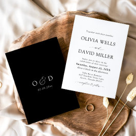 Invitación Boda Minimalista blanco y negro moderno