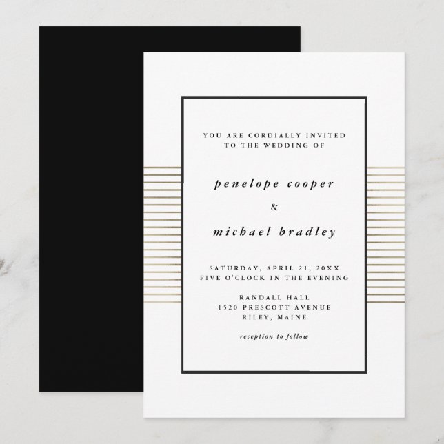 Invitación Boda Minimalista blanco y negro moderno (Anverso / Reverso)