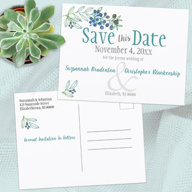 Invitación boda Minimalista Blue Berries (Subido por el creador)