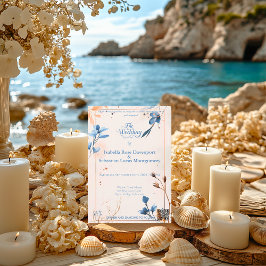 Invitación Boda minimalista bohemio azul y cobre