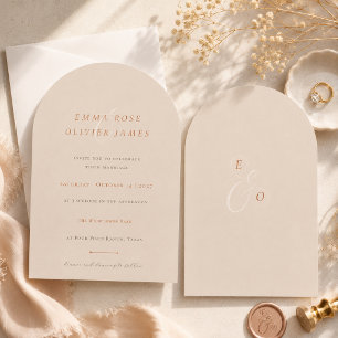 Invitación Boda minimalista boho arena cobre script