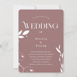Invitación Boda minimalista Boho Botanic Mauve