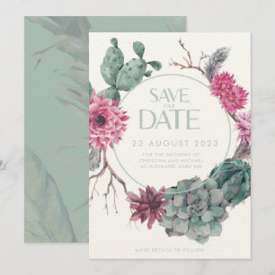 Invitación Boda minimalista boho cactus desierto