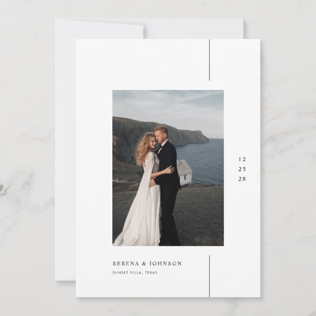 Invitación Boda Minimalista Boho con Foto (Anverso)
