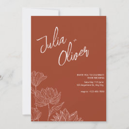 Invitación Boda Minimalista Boho Floral Editable 