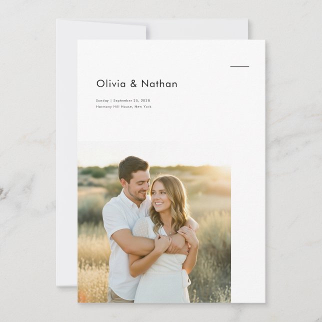 Invitación Boda Minimalista Boho Foto (Anverso)
