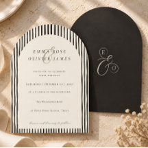Boda minimalista boho negro rayas marfil