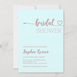 Invitación Boda Minimalista Boho Rosa Dorado Claro Cian