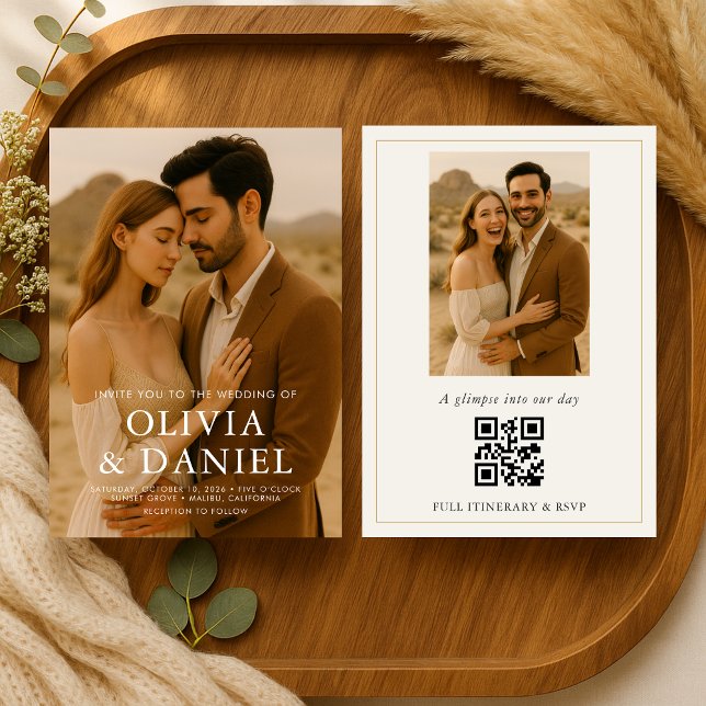 Invitación Boda Minimalista Boho Simple Foto (Subido por el creador)