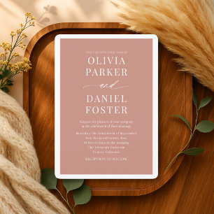 Invitación Boda Minimalista Boho Terracota Elegante