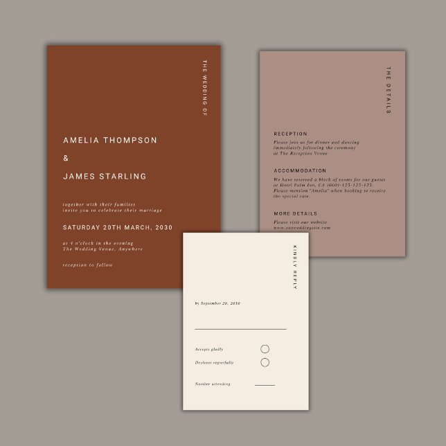 Invitación Boda Minimalista Boho Terracota Otoño Simple (Subido por el creador)