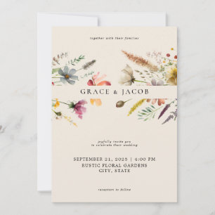 Invitación Boda minimalista Boho Wildflower