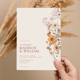 Invitación Boda Minimalista Boho Wildflower sencillo