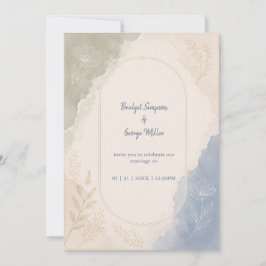 Invitación Boda minimalista botánica azul salvia