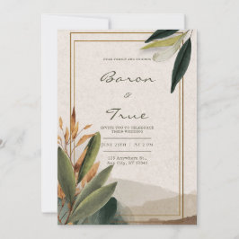 Invitación Boda Minimalista botánico de tono terrestre modern