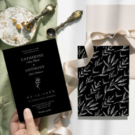 Invitación Boda Minimalista botánico negro moderno