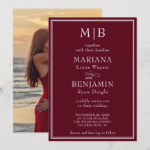 Boda Minimalista Burgundy Frontera Moderna Foto